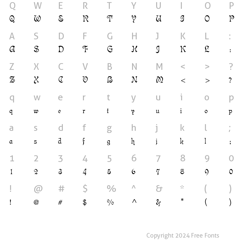 Character Map of Isabella Std Regular