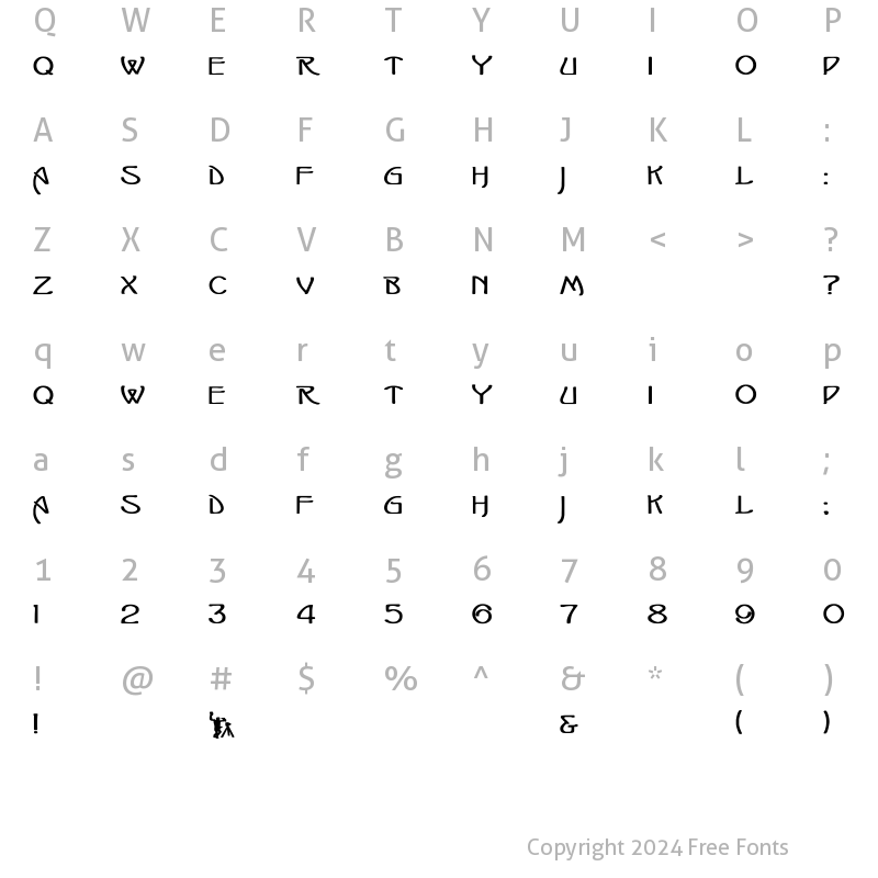 Character Map of Isadora Bold Bold