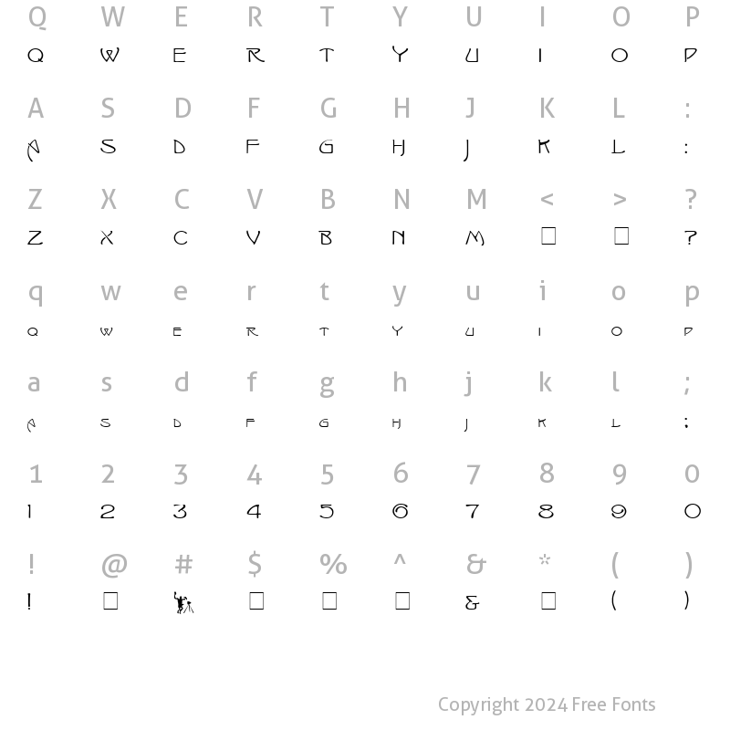 Character Map of Isadora Capitals Regular