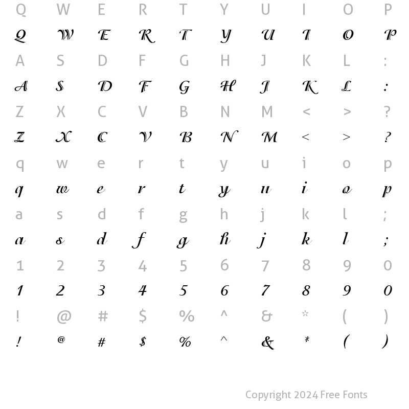 Character Map of Isadora ICG Bold