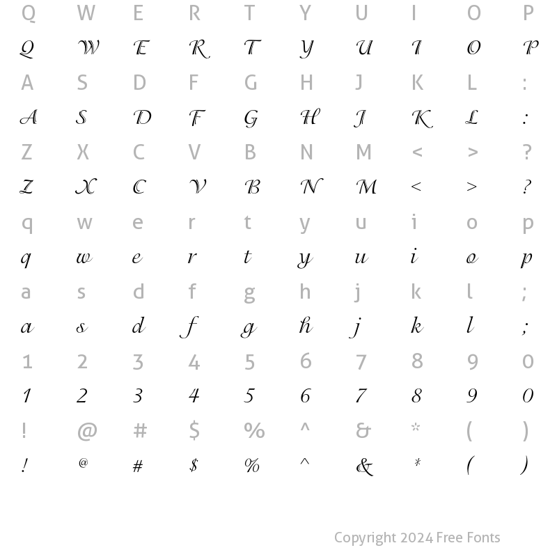 Character Map of IsadoraICG Regular