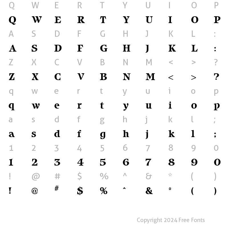 Character Map of Isbell Bold