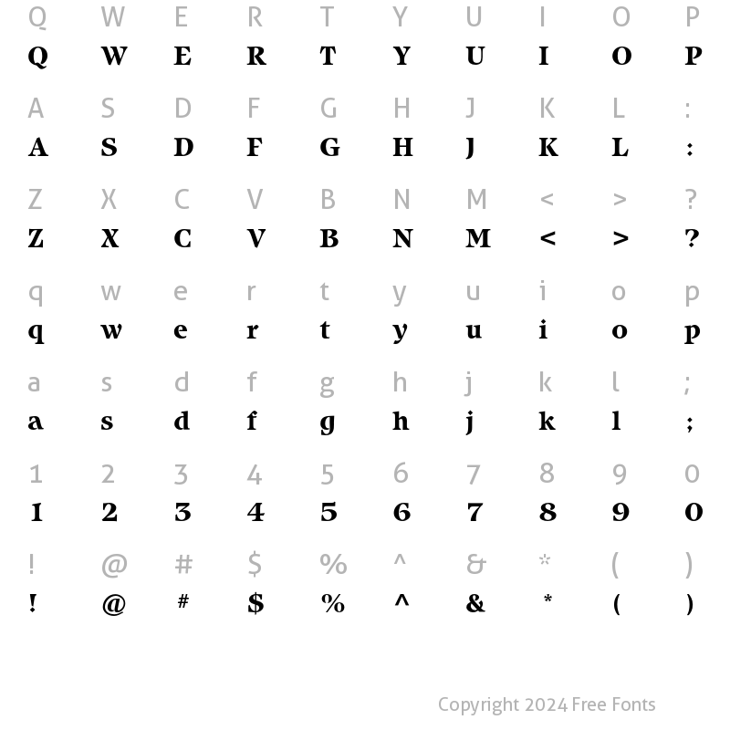 Character Map of Isbell ITC Std Bold