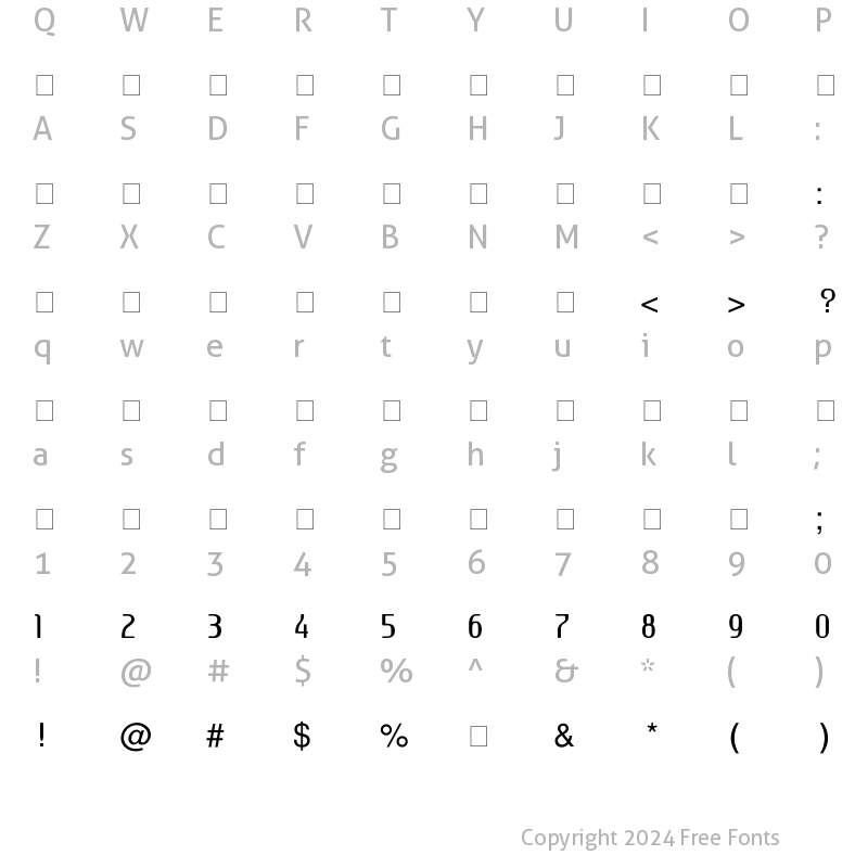 Character Map of iSeth First Regular