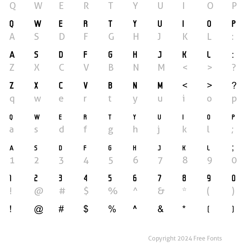 Character Map of iSeth Z11 Regular