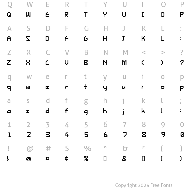 Character Map of Ishi Regular E.