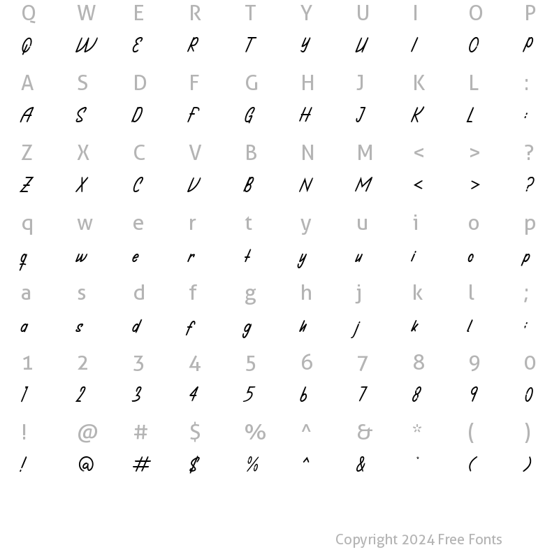 Character Map of ISHOTOPIA Regular