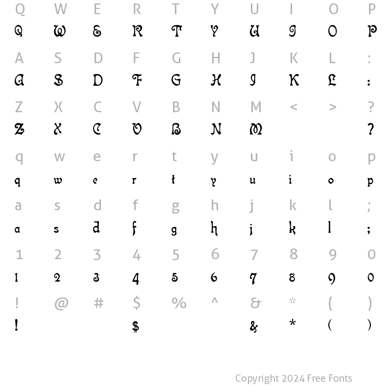 Character Map of Isla Bella Regular