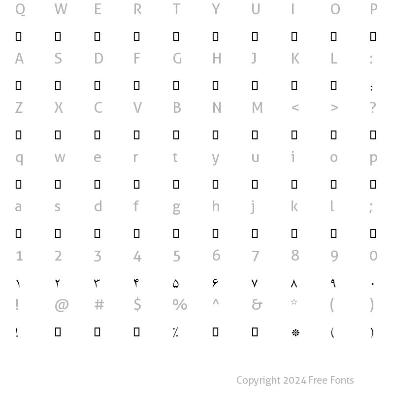 Character Map of Islamic - t@blog3alm Regular