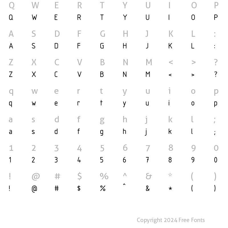 Character Map of ISOCPEUR Regular