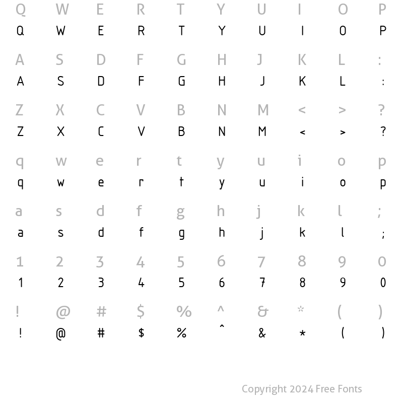 Character Map of ISOCTEUR Regular