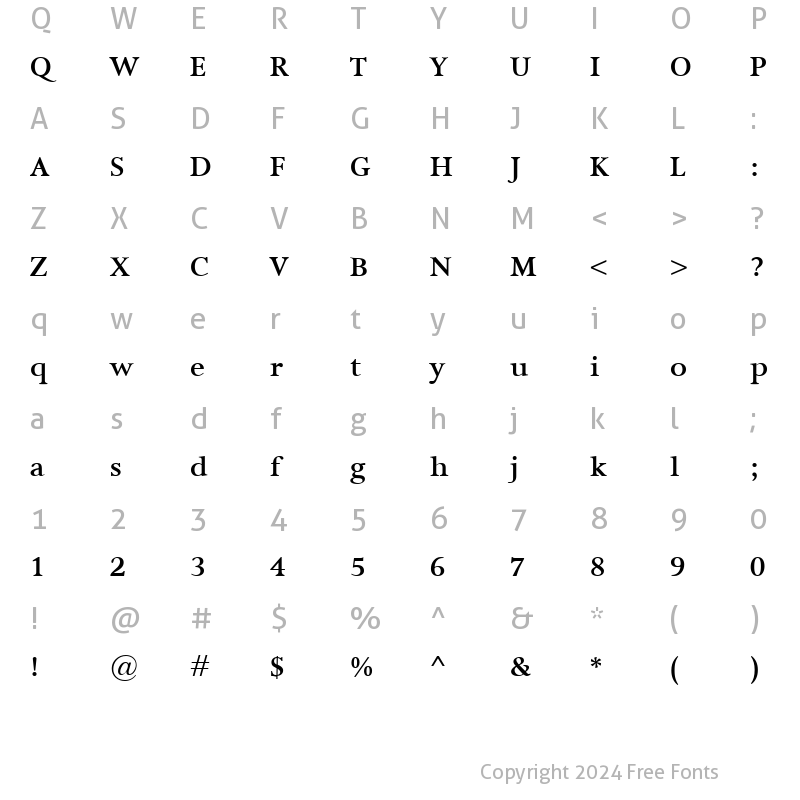 Character Map of Isolde Bold