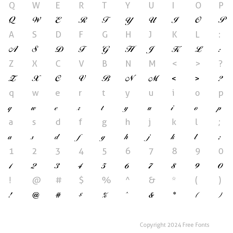 Character Map of Isolde Regular