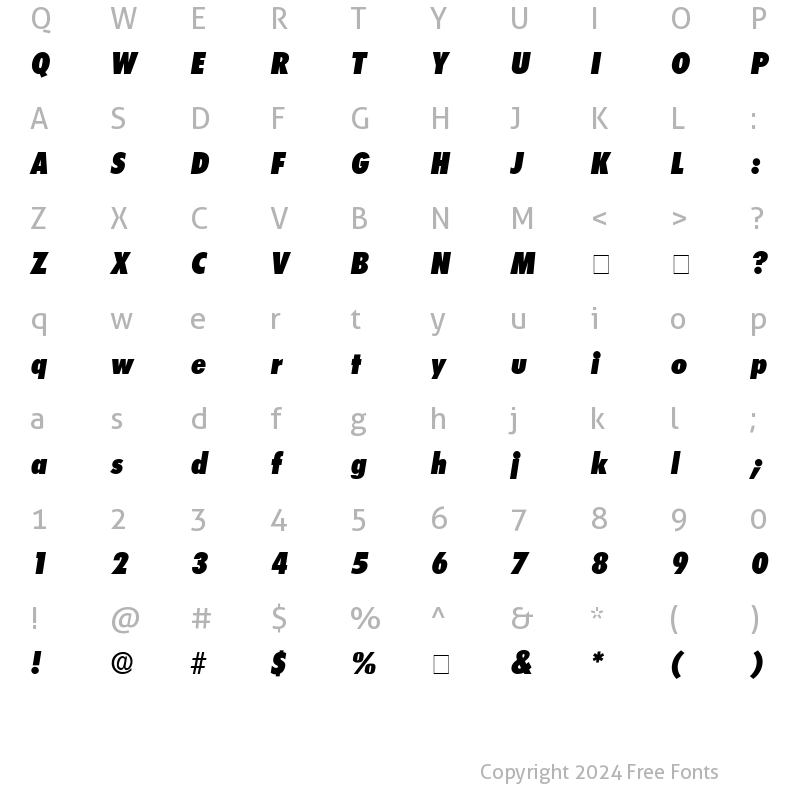 Character Map of Isomar Display SSi Italic