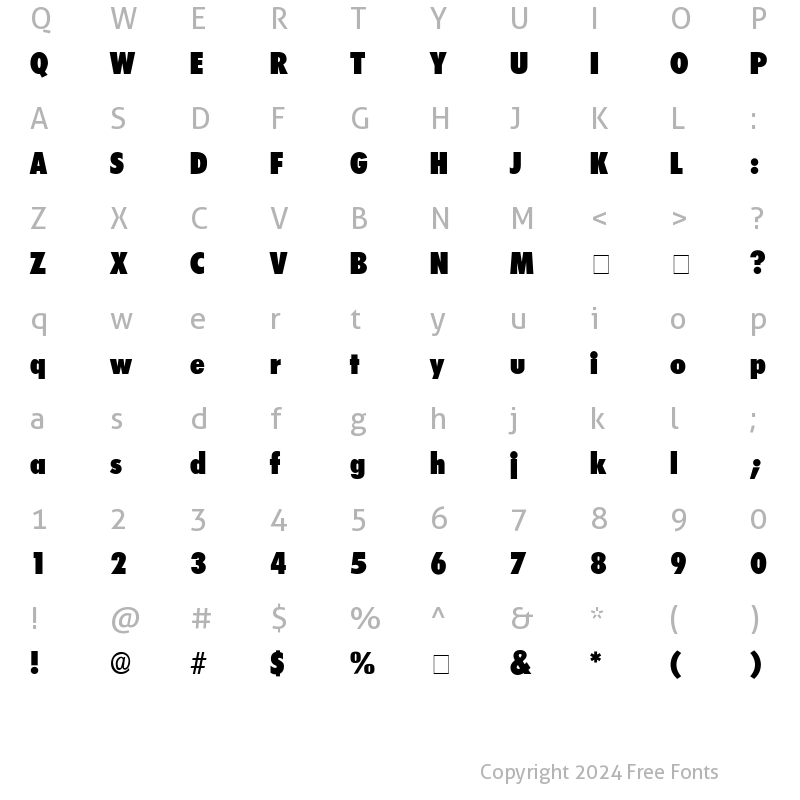 Character Map of Isomar Display SSi Regular