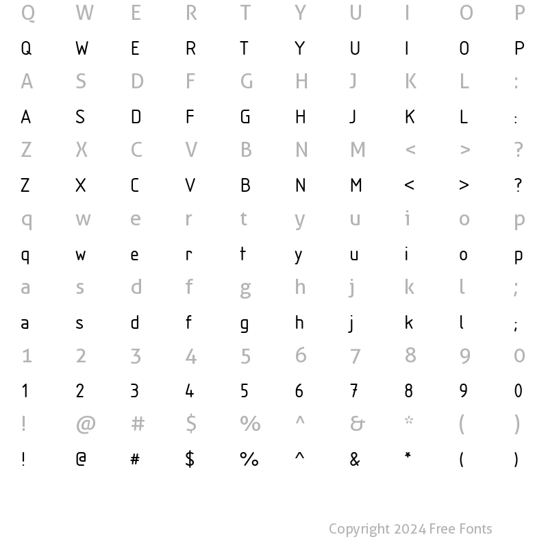 Character Map of IsonormD Regular