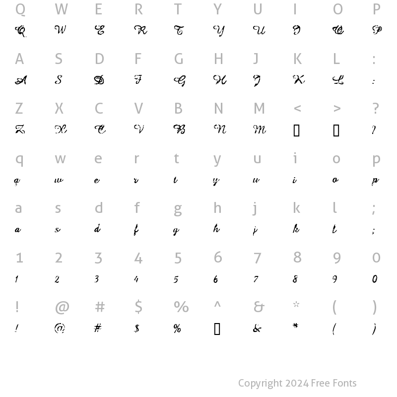 Character Map of Issac Regular