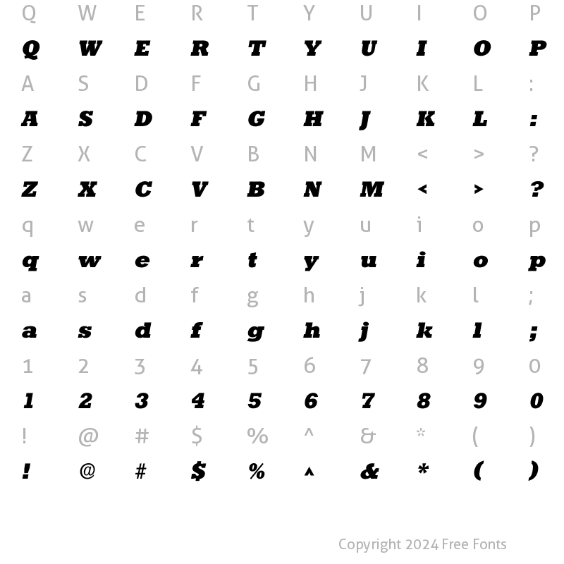 Character Map of Istafford ExtraBold Regular