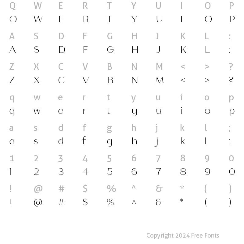 Character Map of Istanbul Type 100 Thin