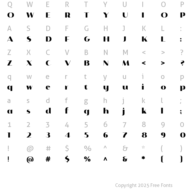 Character Map of Istanbul Type 900 Bold