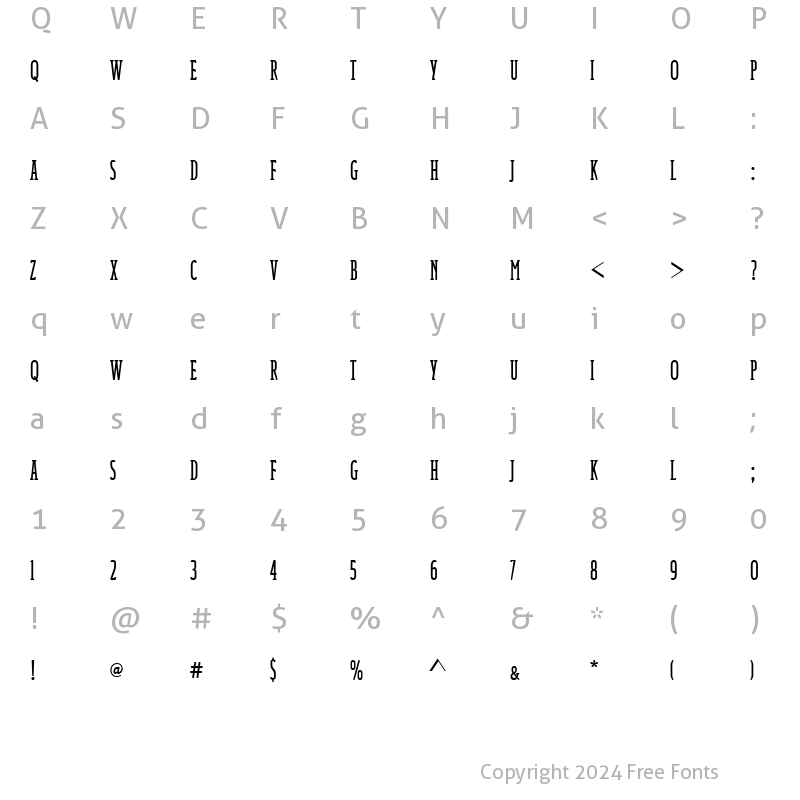 Character Map of Italia Becker Compress Med Regular