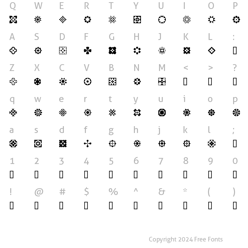 Character Map of Italian Mosaic Ornaments Regular