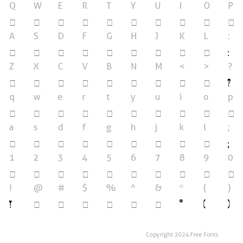 Character Map of Italiano Regular