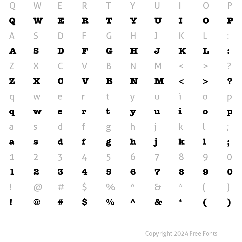 Character Map of ITC American Typewriter Bold