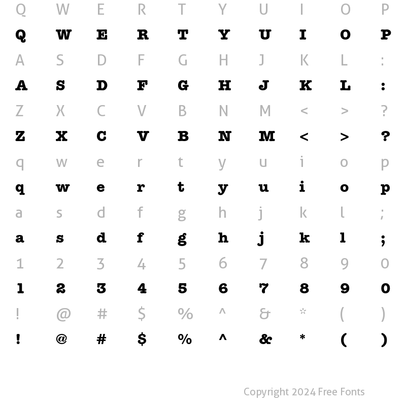 Character Map of ITC American Typewriter LT Bold