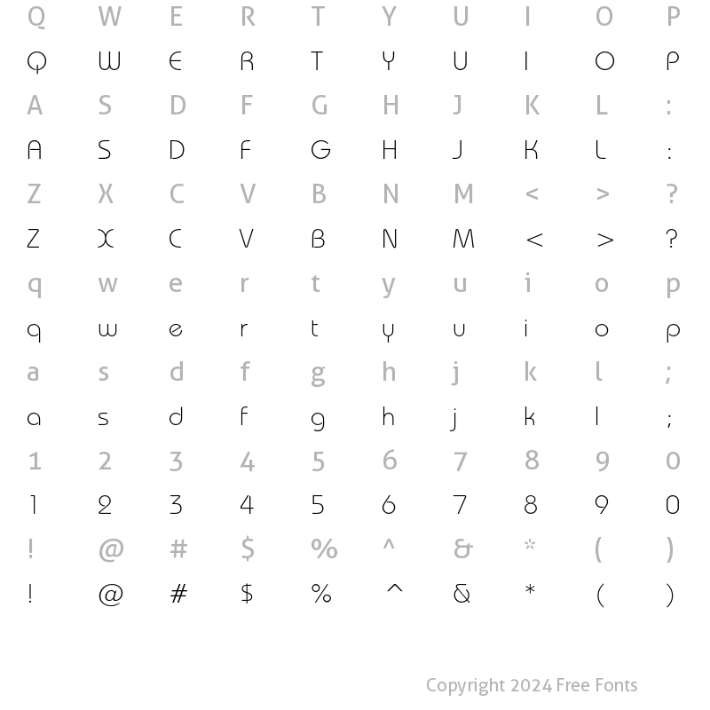 Character Map of ITC Bauhaus Light Regular