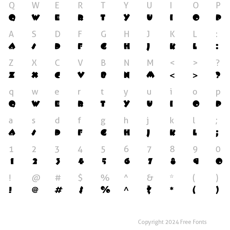 Character Map of ITC Beesknees Std Regular