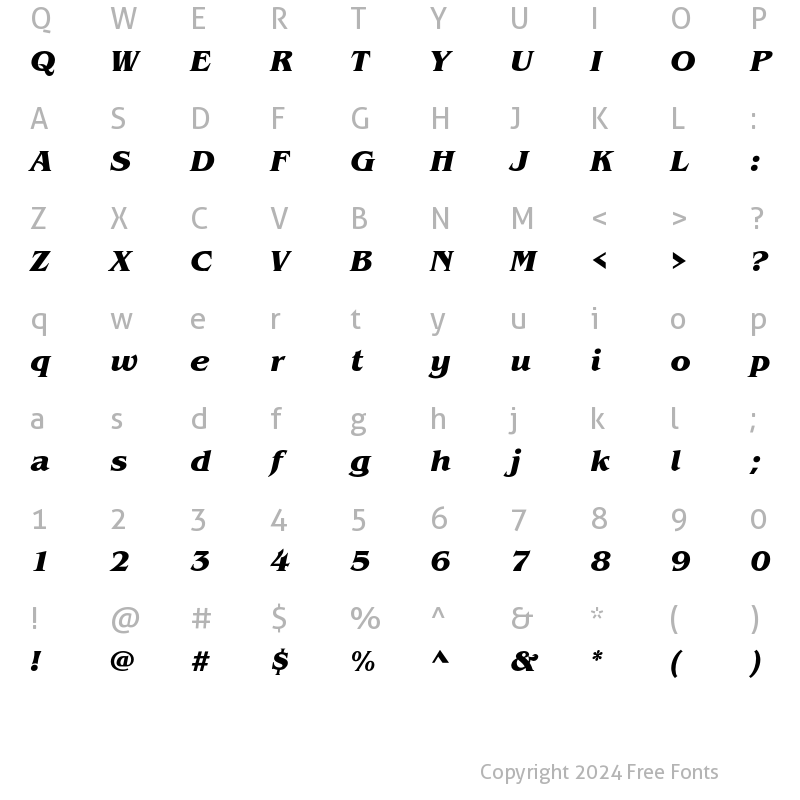 Character Map of ITC Benguiat Std Bold Italic