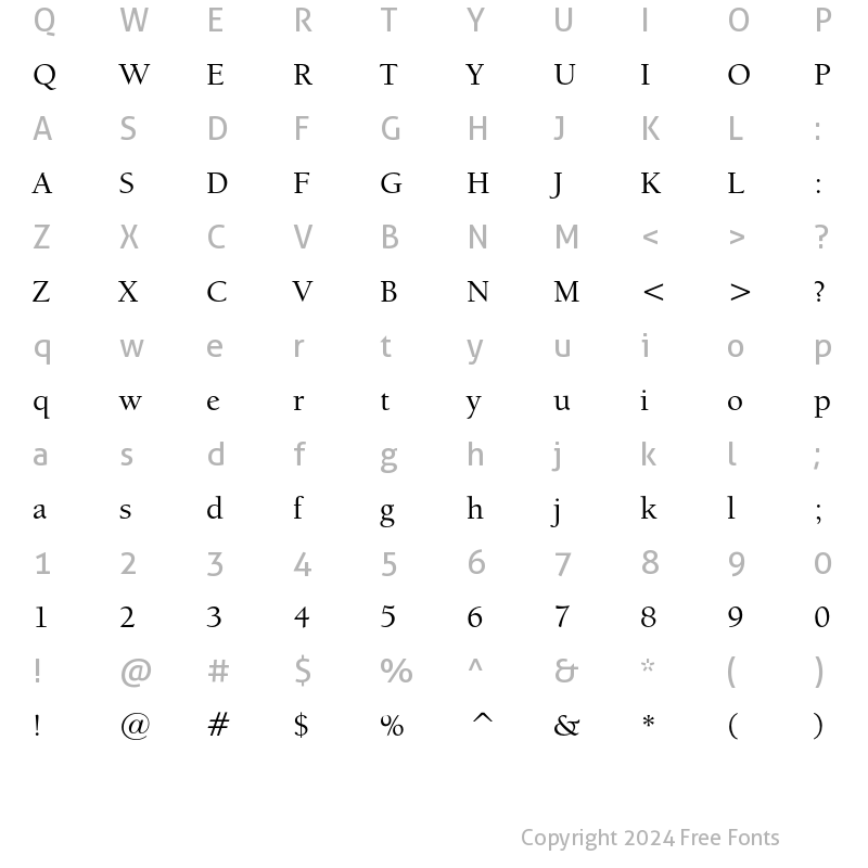 Character Map of ITC Berkeley Oldstyle Medium