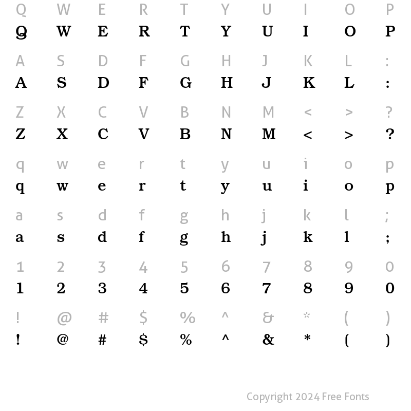 Character Map of ITC Bookman Std Medium