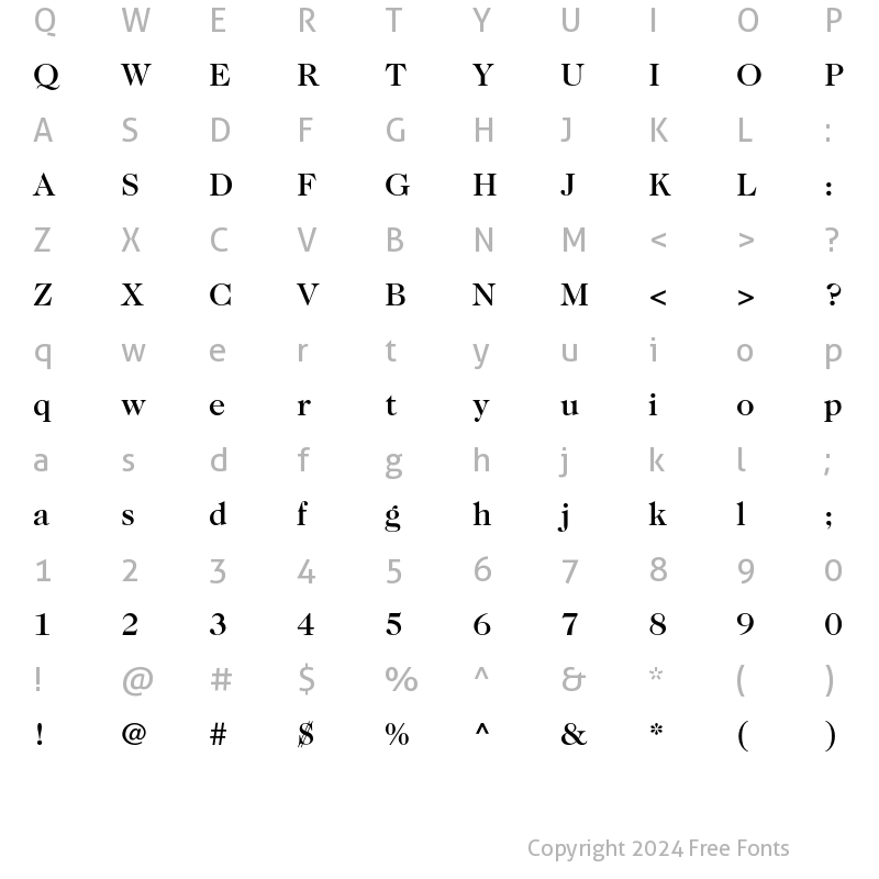 Character Map of ITC Caslon 224 LT Medium