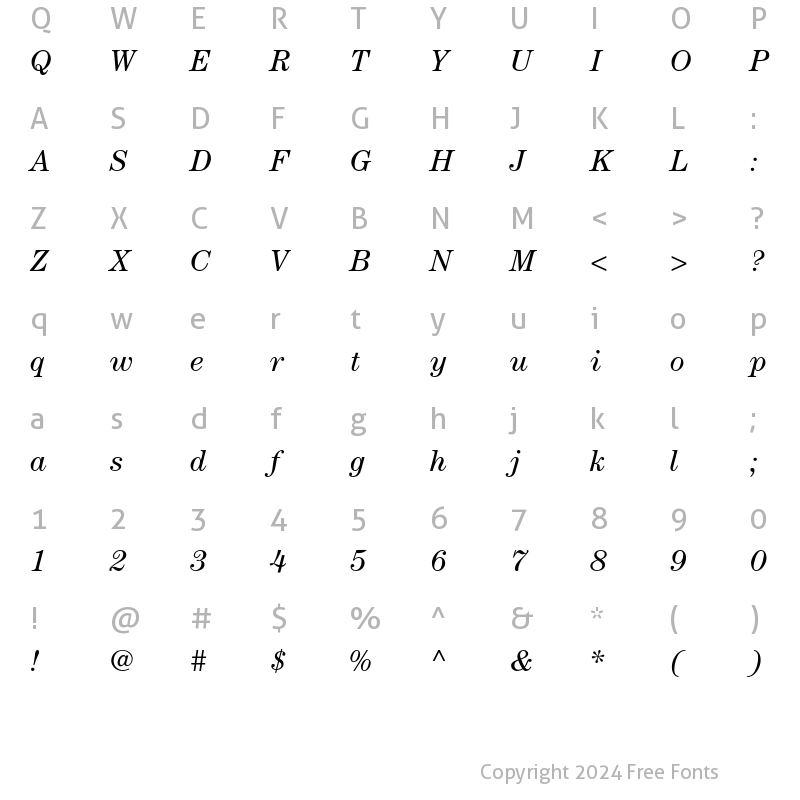 Character Map of ITC Century Std Book Italic