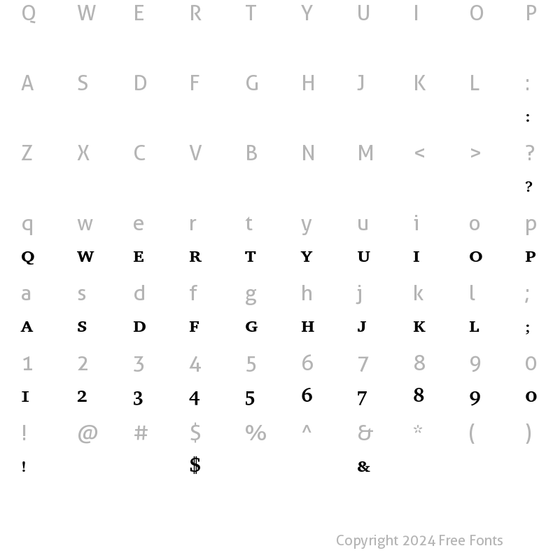 Character Map of ITC Charter SmallCap Bold