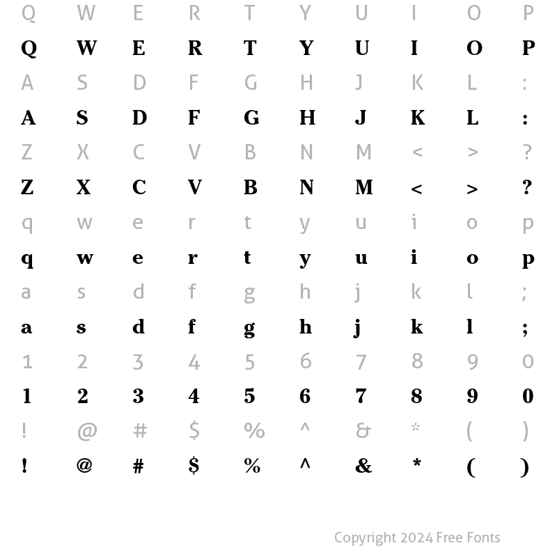 Character Map of ITC Cheltenham Bold