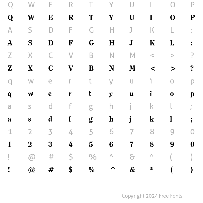 Character Map of ITC Clearface Heavy Regular