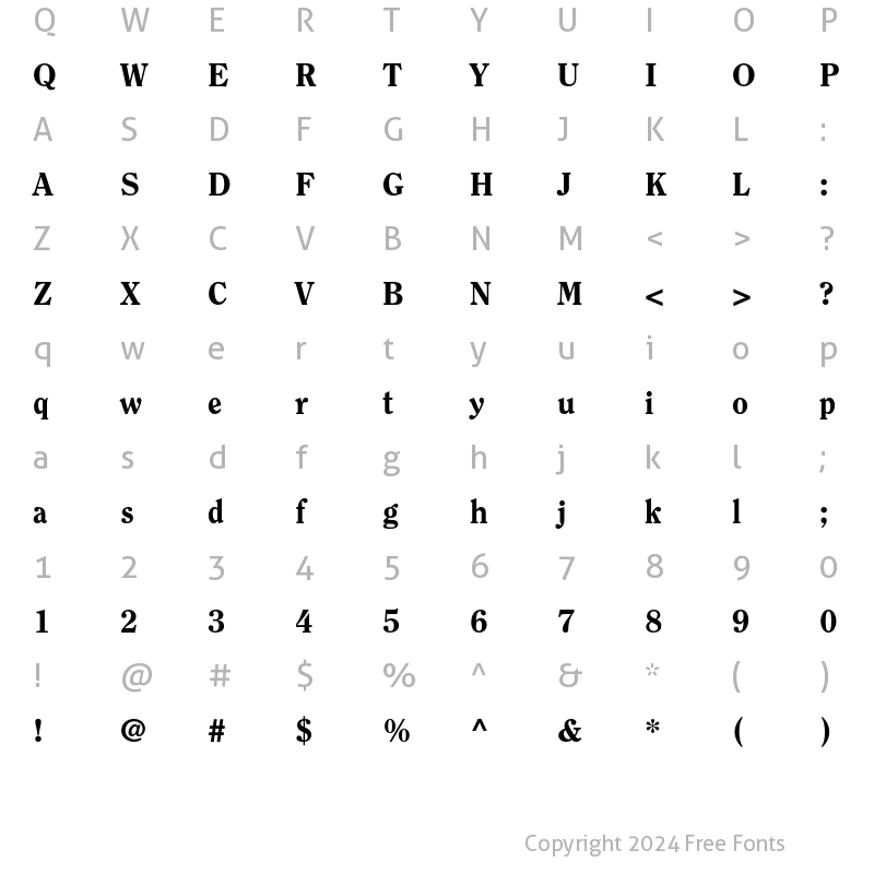 Character Map of ITC Clearface LT Heavy Regular