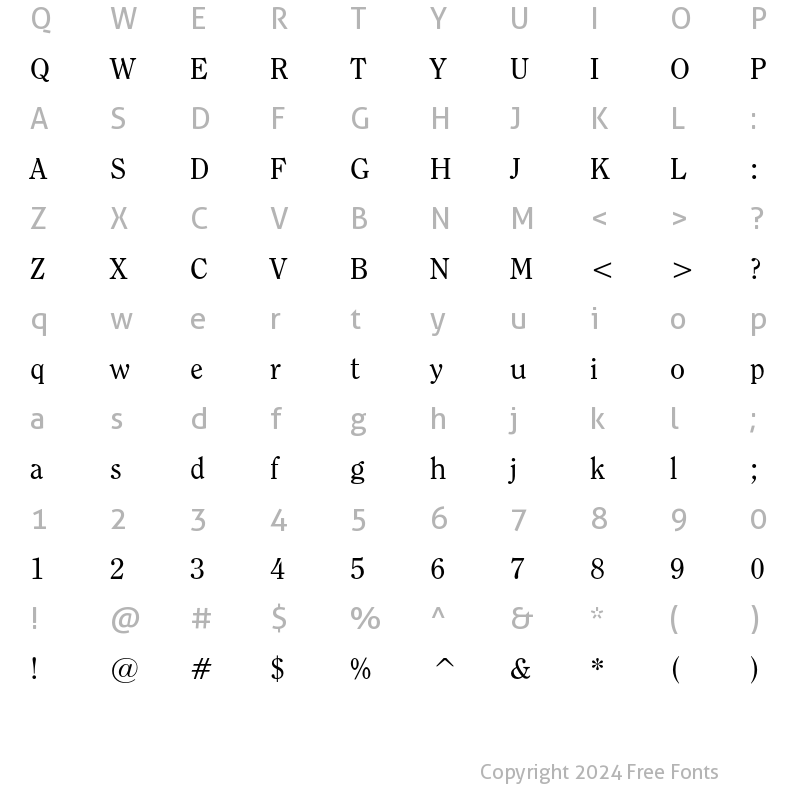 Character Map of ITC Clearface Regular