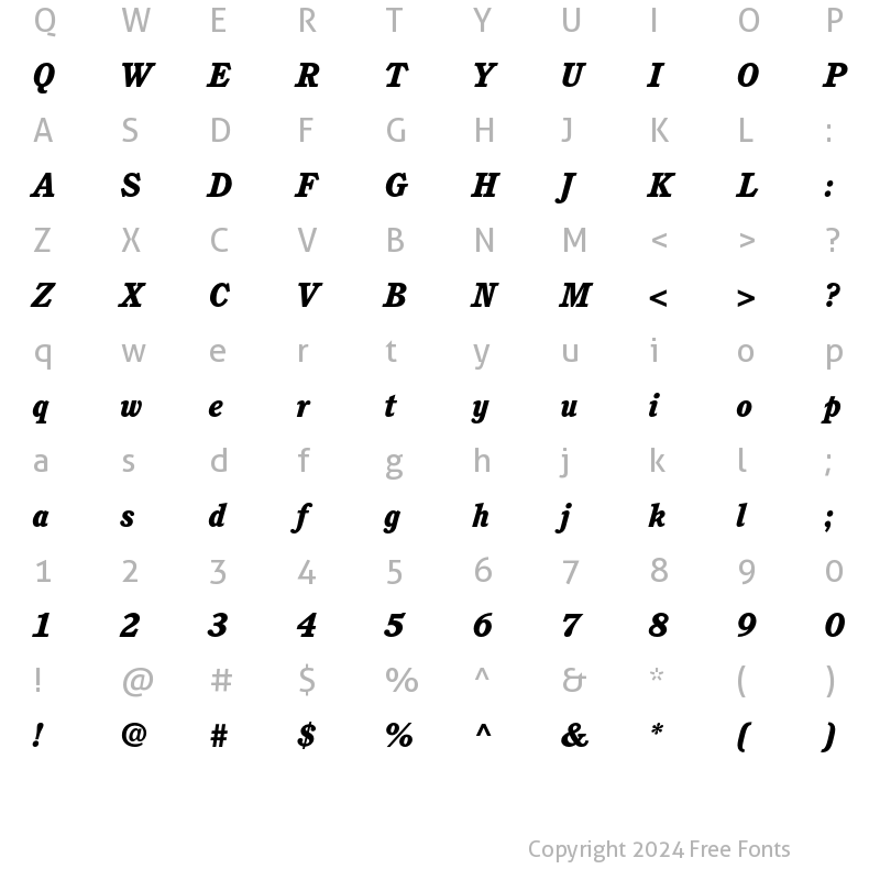 Character Map of ITC Cushing Heavy Italic