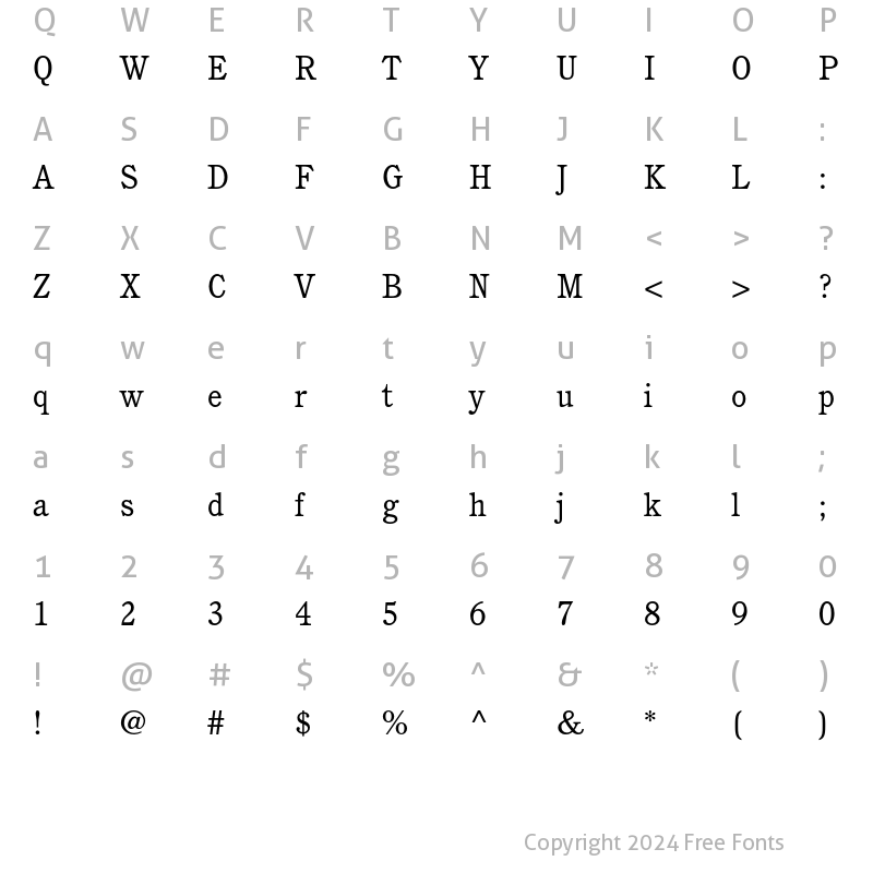 Character Map of ITC Cushing Std Book