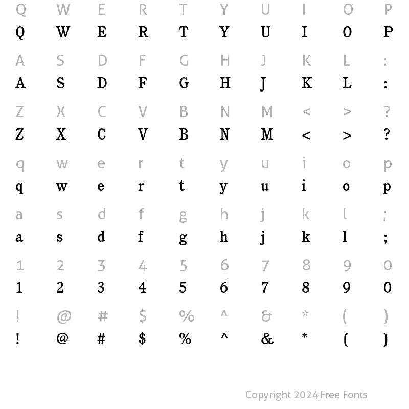 Character Map of ITC Cushing Std Medium