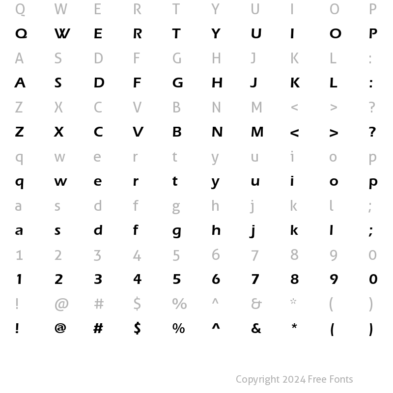 Character Map of ITC Eras Demi Regular