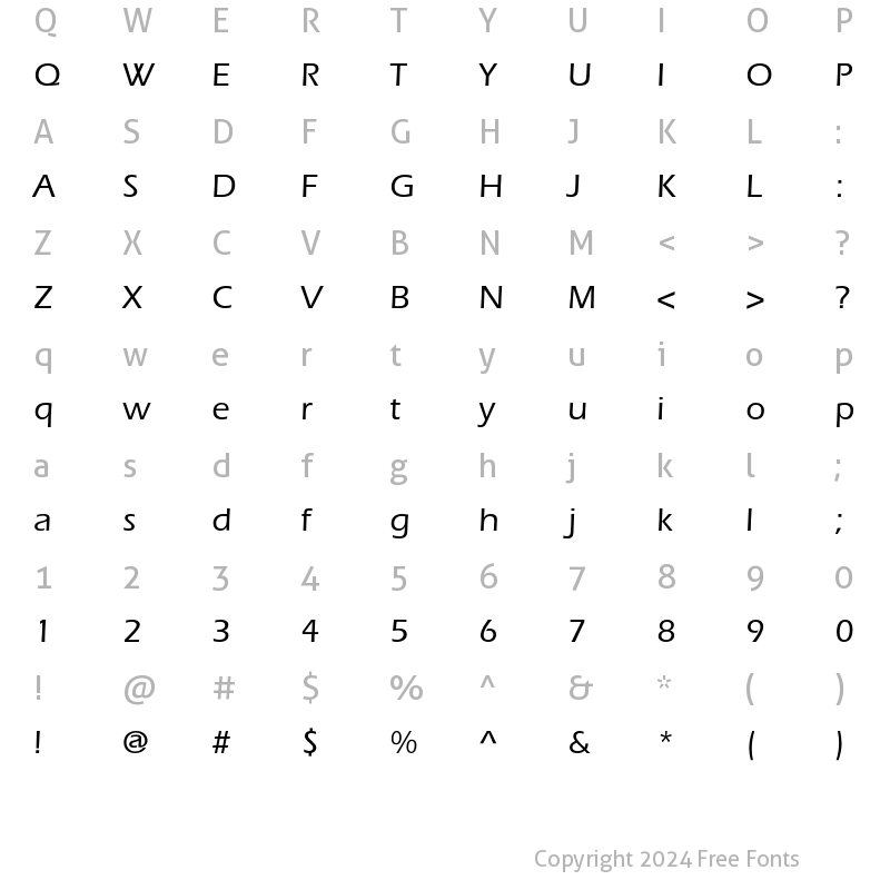 Character Map of ITC Eras Medium