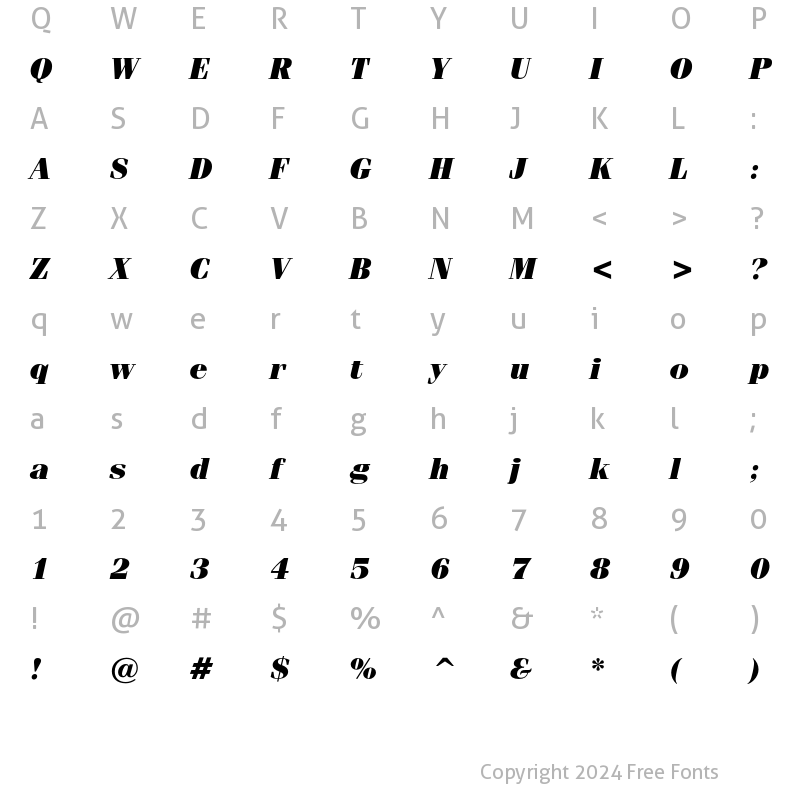 Character Map of ITC Fenice Ultra Italic