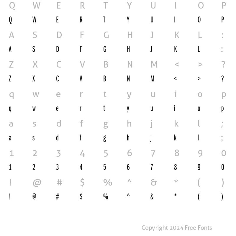 Character Map of ITC Franklin Gothic LT Book Ext Regular