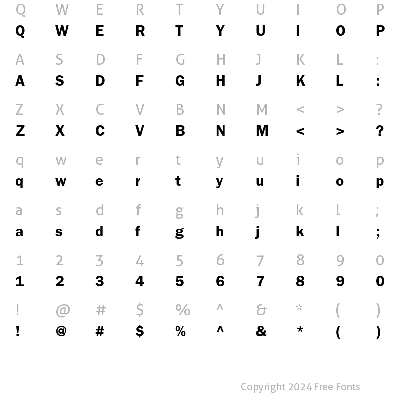 Character Map of ITC Franklin Gothic Std Demi