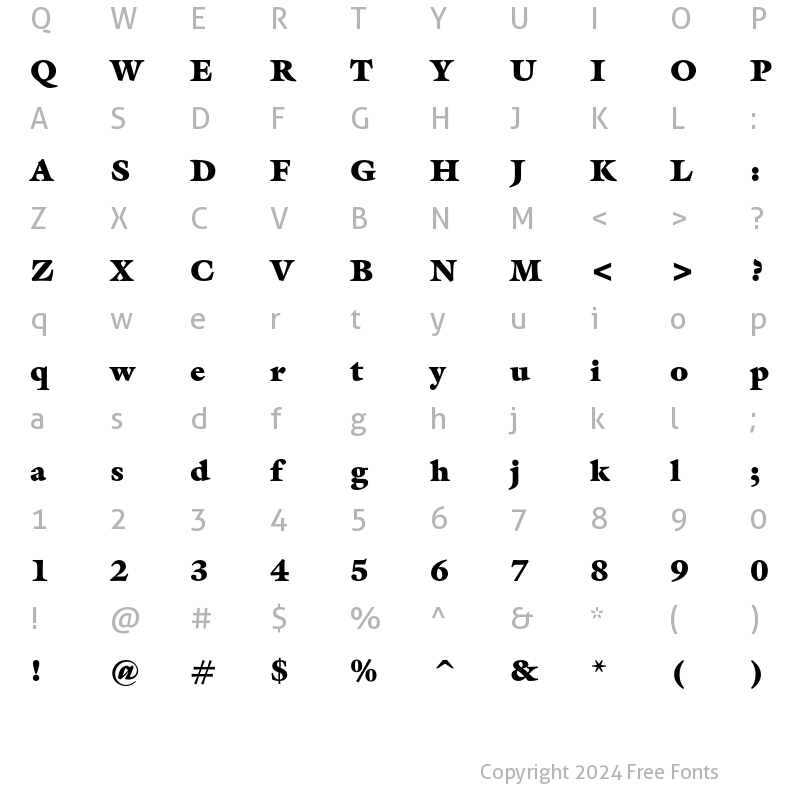 Character Map of ITC Galliard Ultra Regular